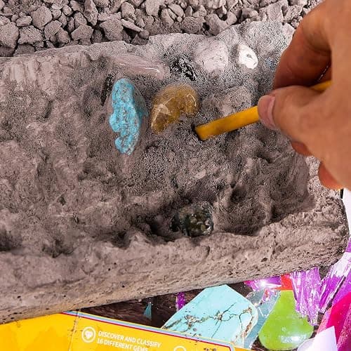 Gemstone Dig Kit, 16 Real Gem Stones and Crystals Excavation Kit, STEM Educational Toys Science Kit for Kids 5-7 8-12,Christmas Stocking Stuffers Gifts for Boys Girls thumbnail 3