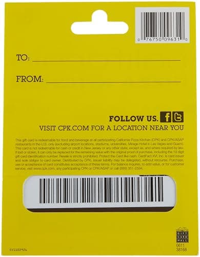 California Pizza Kitchen Gift Card $50 thumbnail 2