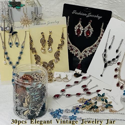 Mystery Jewelry Jar for Women, Gothic Witchy Vintage Jewelry Gift Set(Goth Boho Mixed Punk Everyday Necklaces,Earrings, Rings,Bracelets/Bangles),Unique Alternative Fashion Romantic Cute Present for Her thumbnail 2