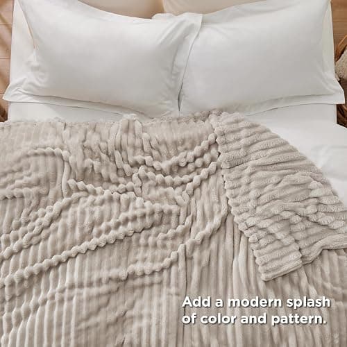 Bedsure Bedroom Decor Linen Blanket Queen Size Bedding Gifts for Women Men, Soft Fluffy Fleece Cozy Fuzzy Plush Warm Queen Blanket for Bed, Spring Decor Beige Gifts for Her Him, 90x90 thumbnail 6