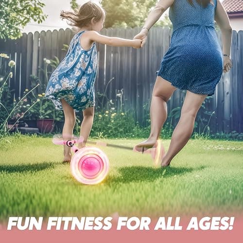 JOYIN Pink Ankle Skip Ball with Flashing Lights, Toy for Kids Indoor & Outdoor, Flashing Swing Ball Foldable Sports Toy, Birthday Gifts for Kids 3 4 5 + thumbnail 3