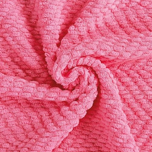 BYTIDE Throw Blanket for Couch Soft Knitted Textured Couch Cover Tweed Blanket with Fringe Tassel for Home Décor Bed Sofa Chair, 60" x 80", Hot Coral Pink thumbnail 6