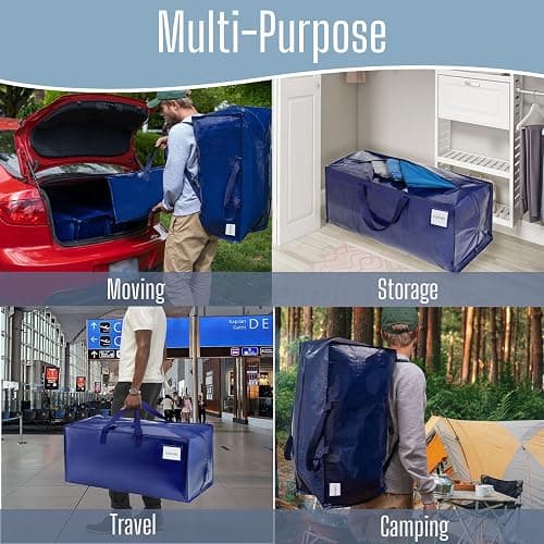 VENO 10 Pack Heavy Duty Moving Bags with Backpack Straps, Zippers & Handles, Extra Large Packing Bags for College Dorm Essentials, Moving Supplies Alternative to Cardboard Moving Boxes thumbnail 7