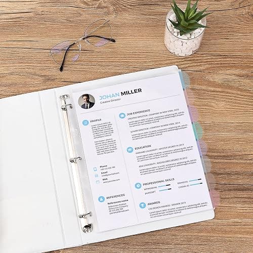 Mr. Pen- Clear Sheet Protectors with Tabs, 8 Tabs, 2 Sets, Clear Plastic Dividers for 3 Ring Binder, Insertable Index Page Divider Multicolor Tabs thumbnail 7