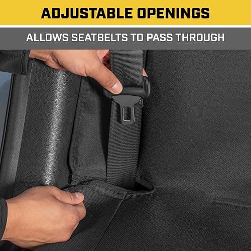 CAT Flexfit Black Rear Seat Cover for Cars, SUVs & Mid-Size Pickup Trucks - Durable 60/40 Split Rear Bench Seat Protector, Back Seat Cover, Interior Auto Accessory, Not for Full-Size Pickup Trucks thumbnail 6