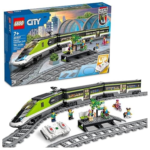 LEGO City Express Passenger Train Set - Remote Controlled Train Toy W/Working Headlights, 2 Coaches & 24 Track Pieces - Building Set Gift Idea for Kids, Boys & Girls, Ages 7+ - 60337 - Image 1