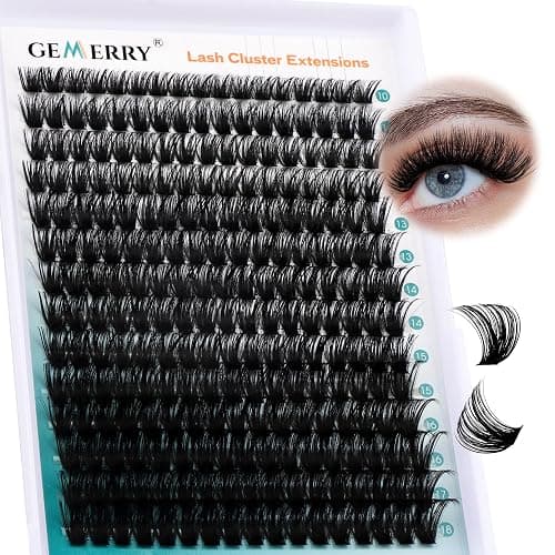 Lash Clusters Fluffy Cluster Lashes Extensions Thick 280pcs D Curl Eyelash Clusters DIY At Home Individual Lashes Extension by GEMERRY（80P-10-18mm) - Image 1