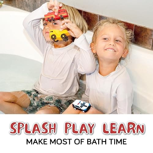 SplashEZ Mold Free Baby Bath Toys, No Hole Bath Toys for Toddlers, Bathtub Cars Set for Kids Ages 1-3, No Mold Floating Water Vehicles Set for Pool, BPA-Free, Safe, Fun, Infant Ages 1 3 6 12 18 Months thumbnail 4