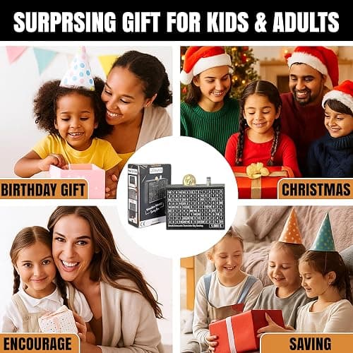 URHAN Wooden Money Saving Box – Cash Savings Box for $10000 $5000 $3000 $1000 $800 $500 Target Money Saving Challenge – Money Box with Counter – Ideal Gift for Kids & Adults – No Install Required thumbnail 9