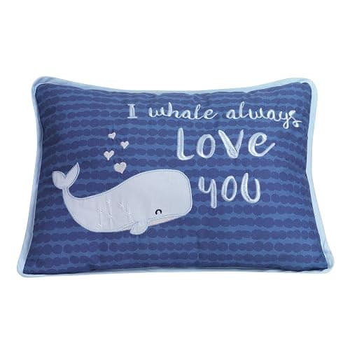 Lambs & Ivy Oceania Decorative Throw Pillow - Blue Ocean Whale - Image 1
