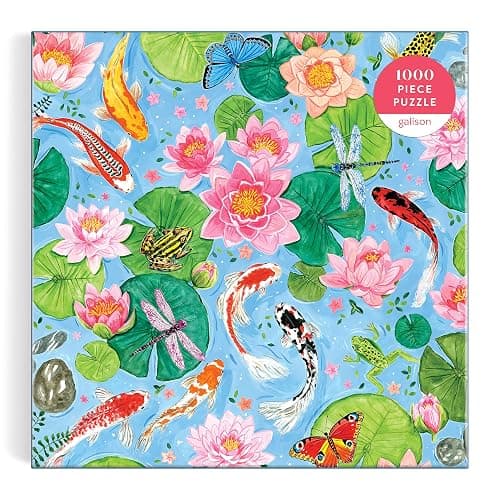 Galison by The Koi Pond – 1000 Piece Puzzle Fun and Challenging Activity with Bright and Bold Artwork of Beautiful Koi Fish Pond for Adults and Families thumbnail 6