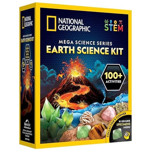 National Geographic Earth Science Kit – 100+ Science Experiments & Activities for Kids, Crystal Growing, Volcano Science Kit, Rock Collection, STEM Project Toy for Boys & Girls (Amazon Exclusive) - Image 1