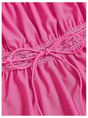 SOLY HUX Women's Short Sleeve Babydoll Tops Cute Summer Blouse | Peplum Top for Teen Girls, Square Neck, Lace Tops, Summer T Shirts thumbnail 5