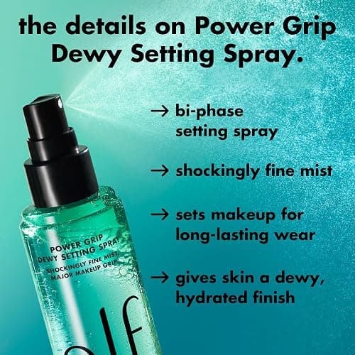 e.l.f. Power Grip Dewy Setting Spray, Ultra Fine Mist Made With Hyaluronic Acid, Grips Makeup For A Hydrated-Looking, Dewy Finish, Vegan & Cruelty-Free thumbnail 4