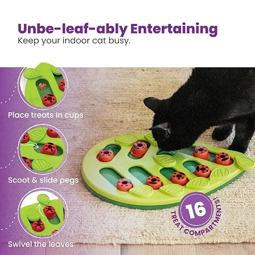 Catstages Nina Ottosson Buggin’ Out Puzzle & Play Cat Puzzle Feeder – Interactive Treat Game for Indoor Cats, Level 2 Slow Feeder Enrichment Toy, 13.9" x 11.5" thumbnail 3