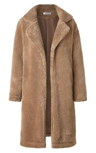 Angashion Women's Fuzzy Fleece Lapel Open Front Long Cardigan Coat Faux Fur Warm Winter Outwear Jackets thumbnail 5