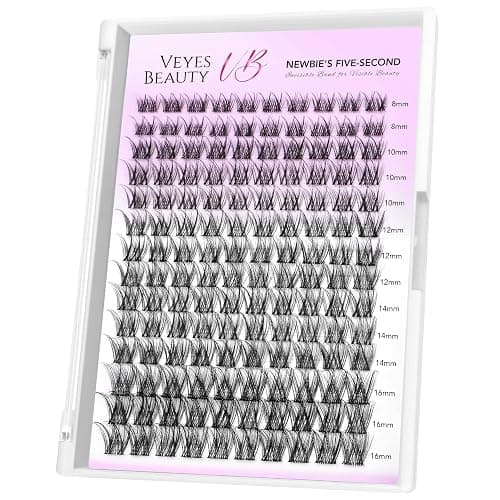 VEYESBEAUTY Lash Clusters Individual Eyelash Extensions Thin & Invisible Band DIY False Eyelashes for Self-application Newbie's Five-Second Series Wispy Lash Tray, LuxeBold 8-16mm Mixed Length - Image 1