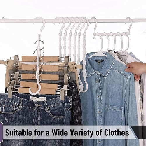 Mr. Pen- Space Saving Hangers for Clothes, 16 pcs, White, Plastic Multi Clothes Hangers Space Saving, 5 Slots, 360° Rotating Hooks thumbnail 7