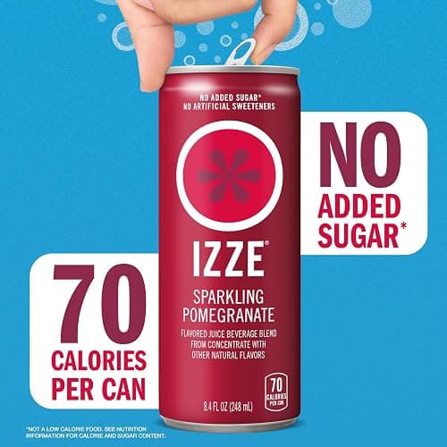 IZZE Sparkling Water Juice Beverage Blend, Pomegranate, No Sugar Added, 8.4 FL OZ, 24 Cans thumbnail 6