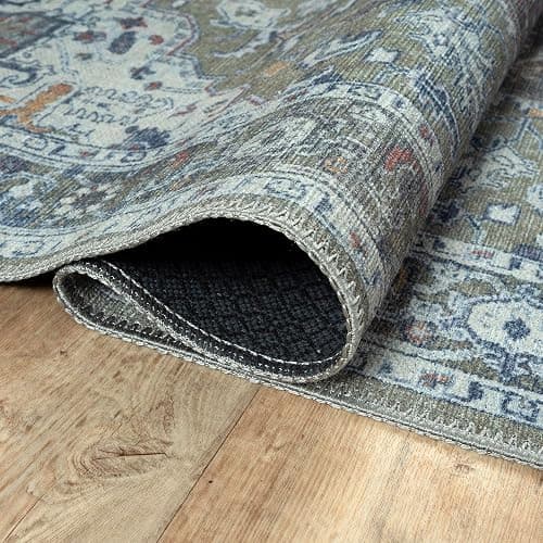 Bloom Rugs Washable Non-Slip 9' x 12' Rug - Green/Blue Traditional Medallion Area Rug for Living Room, Bedroom, Dining Room, and Kitchen - Exact Size: 9' x 12' thumbnail 6