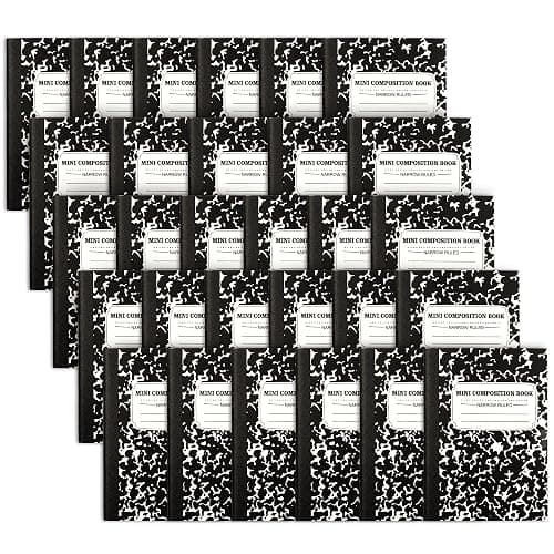 feela Mini Composition Notebook, Cute 30 Pack Black Narrow Ruled Mini Composition Books Bulk, Small Pocket Marble Journal Notebooks for Kids Students College Office, Pocket Size 4.5 x 3.25 in - Image 1