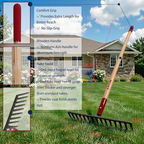 KYLIN 6-Piece Pro Long Ash Handle Garden Tools Set for Landscaping Agricture or Backyard,14-Gauge Shovels,Forged Rakes,Forged Weeding Hoe Sidewalk Scraper, thumbnail 7