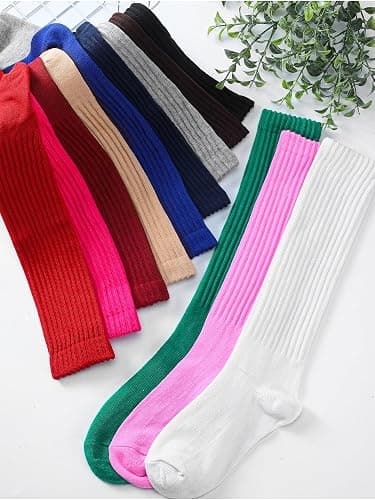 Fourluoo 12 Pairs Women Slouch Socks Bulk Cotton Scrunch Stacked Boot Socks for Women Girls thumbnail 7