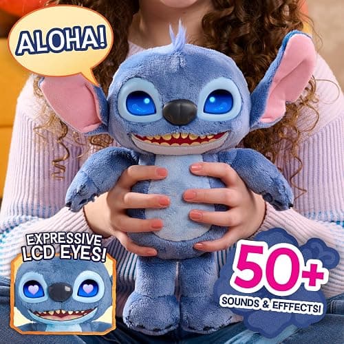 Disney Stitch Just Play Many Moods 14-inch Interactive Plush, 50+ Sounds & Effects, LCD Eyes, Inspired by Disney's New Live-Action Lilo & Stitch Movie, Toy for Fans, Girls, Boys, Kids 3+ thumbnail 3
