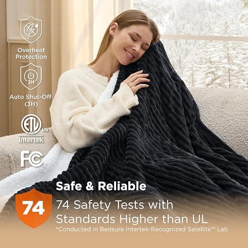 Bedsure GentleSoft Heated Blanket Throw - Black thumbnail 5