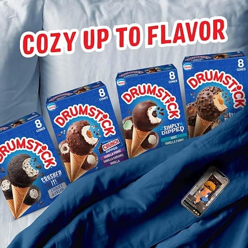Drumstick Dipped Variety Pack, Vanilla Fudge, Vanilla Caramel, Vanilla Sundae Cone, 8 Count (Frozen) thumbnail 10