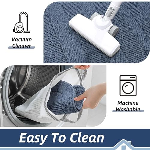 BEQHAUSE 30x18 Inch Kitchen Rug Mat Durable Kitchen Rugs Non-Slip Washable Absorbent Kitchen Mats for Floor Dirt-Resistant Semicircular Kitchen Mat (Blue) thumbnail 7