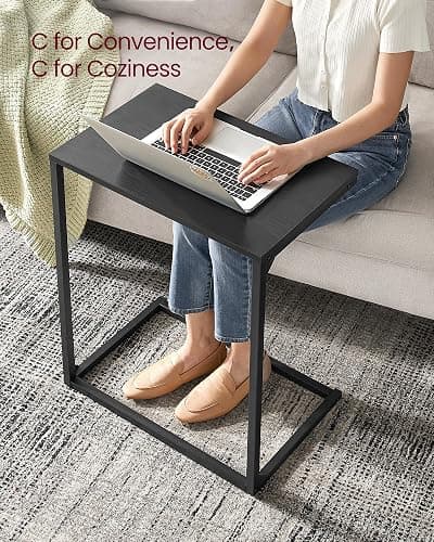 VASAGLE C Shape End Table, Small Coffee Table For Couch Or Sofa, Industrial Side Table In Living Room, Bedroom, 13.8 x 21.7 x 26 Inches, Ebony Black ULNT052B56 thumbnail 4