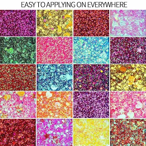 FANDAMEI 40 Colors Face Glitter, Face Paint Glitter Gel - Face Glitter for Women Girls, No Glue Needed, Multi-Purpose Glitter Makeup for Hair Face Body Halloween Rave Carnival thumbnail 4