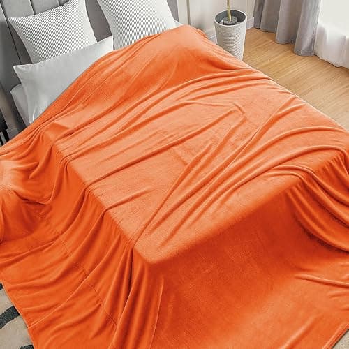 BEDELITE Big Fleece Blanket - 120" x 120" (10' x 10'), Super Soft Fluffy Fuzzy Oversized King Blanket for Bed, Couch, Sofa, Camping, Fits Whole Family, Orange thumbnail 2