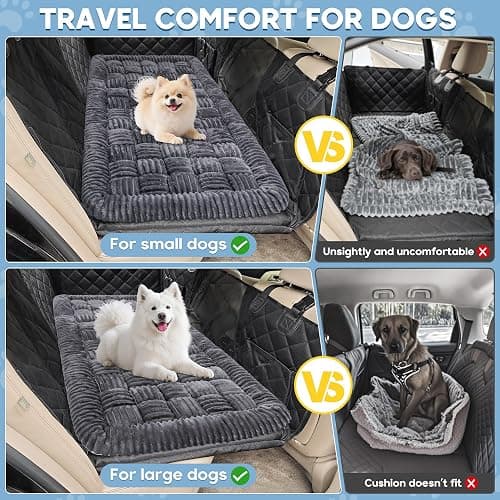 Dog Car Bed Mat, Non-Slip Backseat Extender Pet Blanket, Plaid Dog Bed for SUVs, Sedans & Trucks, Chew-Resistant Travel Pad for Dogs, Easy Clean & Scratch-Proof & Comfort (50"×24.6") Gray thumbnail 4