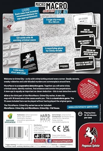 MicroMacro: Crime City 3 Board Game by Pegasus Spiele - 1-4 Players – Board Games for Family – 15-45 Minutes of Gameplay – Games for Game Night – Teens and Adults Ages 14+ - English Version thumbnail 4