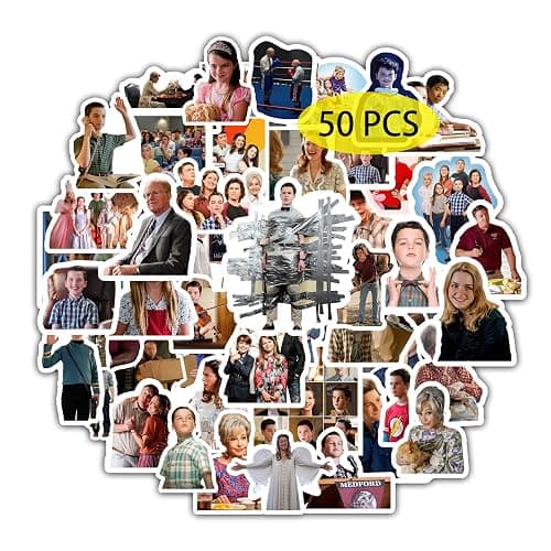 Babymiu Sheldon TV Show Stickers（50 Pcs，Large Size） Sheldon Merch Vinyl Decals Gifts Party Supplies for Water Bottles Skateboard Luggage Scrapbook Kids Teens Adult - Image 1