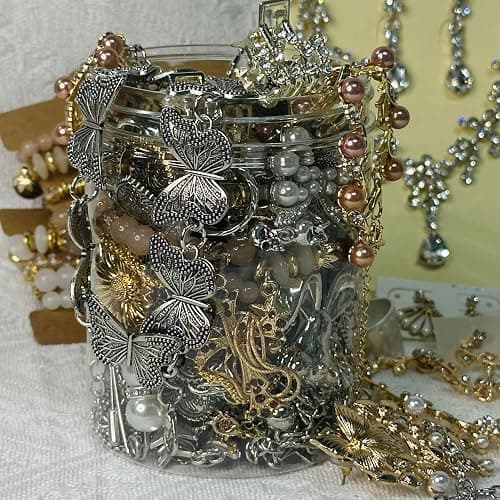Mystery Jewelry Jar for Women, Gothic Witchy Vintage Jewelry Gift Set(Goth Boho Mixed Punk Everyday Necklaces,Earrings, Rings,Bracelets/Bangles),Unique Alternative Fashion Romantic Cute Present for Her thumbnail 4