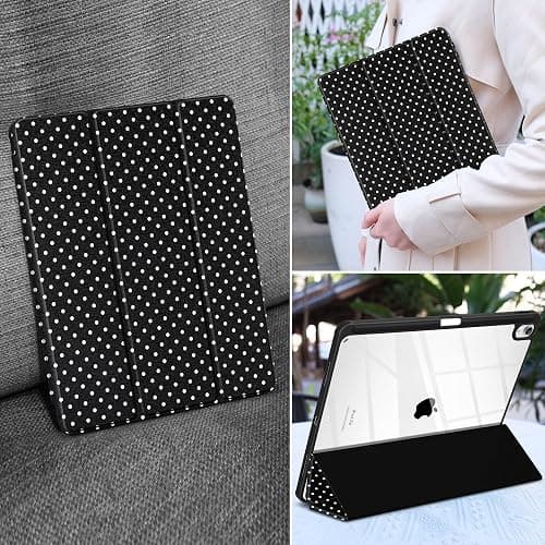 MEEgoodo Case for iPad Air 13 inch 2026(M4) / 2025(M3) / 2024(M2), Tablet Cases with Transparent Acrylic Back Shell, Cover with Pencil Holder + Auto Wake/Sleep + Trifold Stand, White Polka Dot thumbnail 6