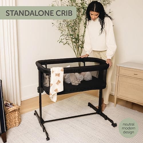 KoolerThings 3 in 1 Baby Bassinet, Bedside Sleeper, & Playpen, Easy Folding Portable Crib (Black)- KoolaBaby (Mesh Bassinet) thumbnail 6