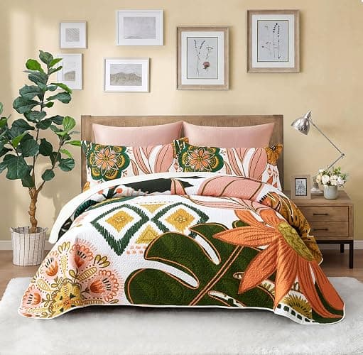 Tyrot Boho Floral Midnight Bloom Set — 100% Blackout Curtain & Coordinating Quilt Bundle thumbnail 3