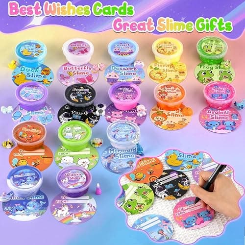 LAWOHO 15 Pack Slime Kit Different Textures, DIY Crunchy Slime Set with Various Charms and Add-ins, Perfect Kids Butter Slime Party Favors & Stress Relief Toys for Girls Boys Goodie Bags Stuffers thumbnail 6