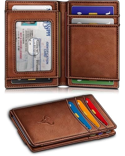 BULLIANT Magnetic Closure Slim Wallet-Genuine Leather Front Pocket Wallet for Men,RFID Blocking,Holds 12 Cards and Money Clip thumbnail 3