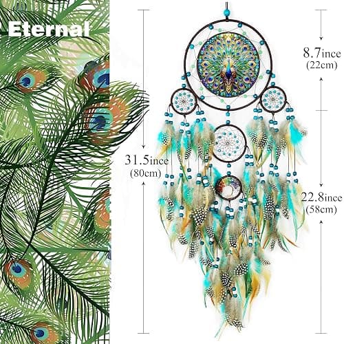 Large Dream Catchers,Dream Catchers for Adults,Dream Catcher Wall Hangings,Peacock Suncatcher,Stained Ornament,Gifts for Women,Lovers,Couple,Friend,Bestie thumbnail 3