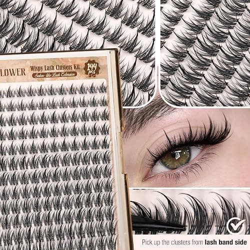 Wispy Lash Clusters Kit Fairy Lash Extension Kit Natural Cluster Eyelash Extensions Manga Eyelash Extension Kit Invisible Band Anime Individual Lashes Clusters by Lanflower thumbnail 7