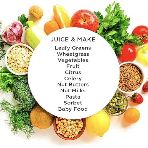 Omega Juicer Premium Vegetable and Fruit Juice Extractor and Nutrition System Makes Nut Milks Baby Food and Sorbets, Adjustable Pressure Settings 80-RPM Slow Masticating Juicer, 150-Watts, Silver thumbnail 6