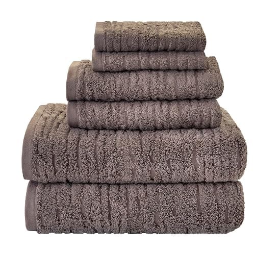 SKL Home CloudSoft 100% Cotton Luxury 6-Piece Towel Set, 600 GSM, Ultra Plush & Absorbent - 2 Bath Towels, 2 Hand Towels, 2 Washcloths, Mink Brown - Image 1