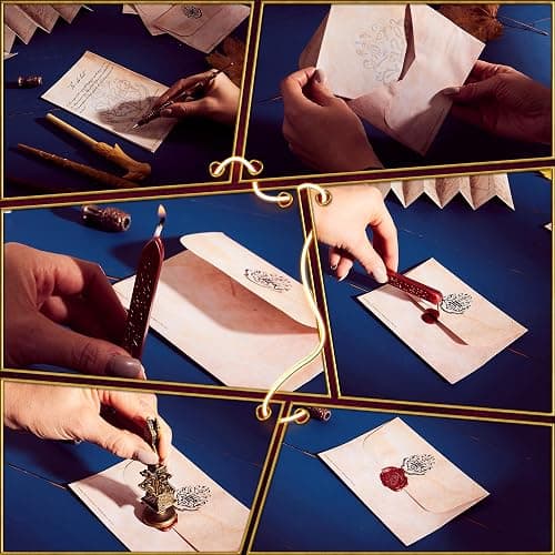 Harry Potter Writing Set Wand Pens Stationery Box for Boys Girls Teens Adults with Envelopes Paper Wax Stick Stamp Marauders Map Gifts for Kids thumbnail 4