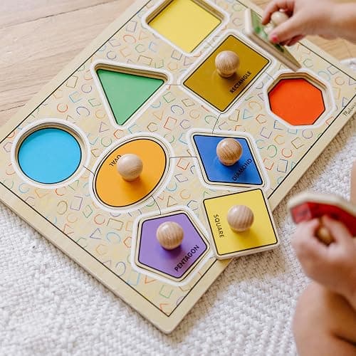 Melissa & Doug Deluxe Jumbo Knob Wooden Puzzle - Geometric Shapes (8 pcs) thumbnail 5