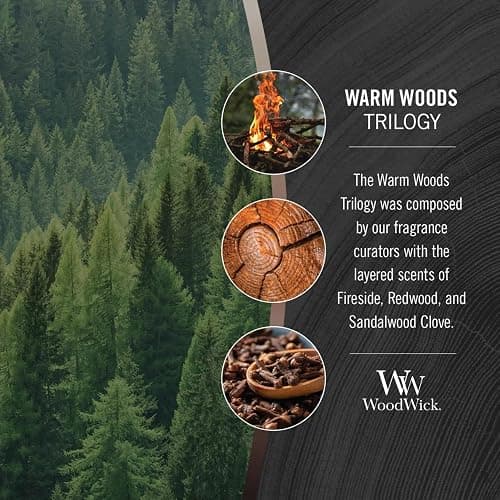 WoodWick Warm Woods Trilogy Holiday Candle Gifts for Women and Men, 9.7 oz Medium Hourglass Trilogy Candle with Crackling Wick thumbnail 4